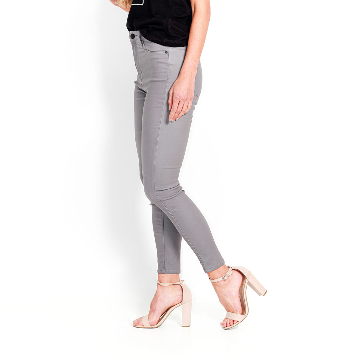 JEANS ROTURAS TIRO ALTO MUJER GRIS CLARO